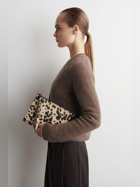 COS Animal Print Pony Hair Effect Leather Clutch Pouch NWOT